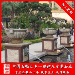中式石雕花缽圖片 歐式石雕花盆廠家供應